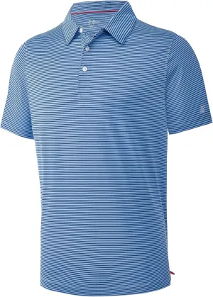 Mens Golf Polo Shirt Moisture Wicking Dry Fit Performance Athletic Short Sleeve Striped Golf Shirts for Men