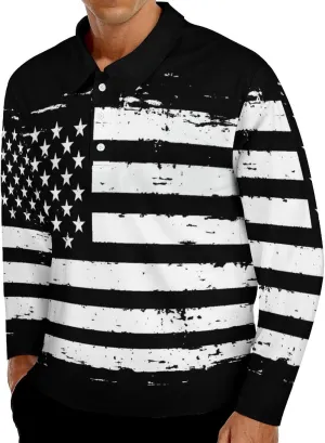 Men's Long Sleeve Polo Shirt Novelty 3D Printed Quick-Dry Golf Shirts Regular Fit Jersey Tennis Shirt