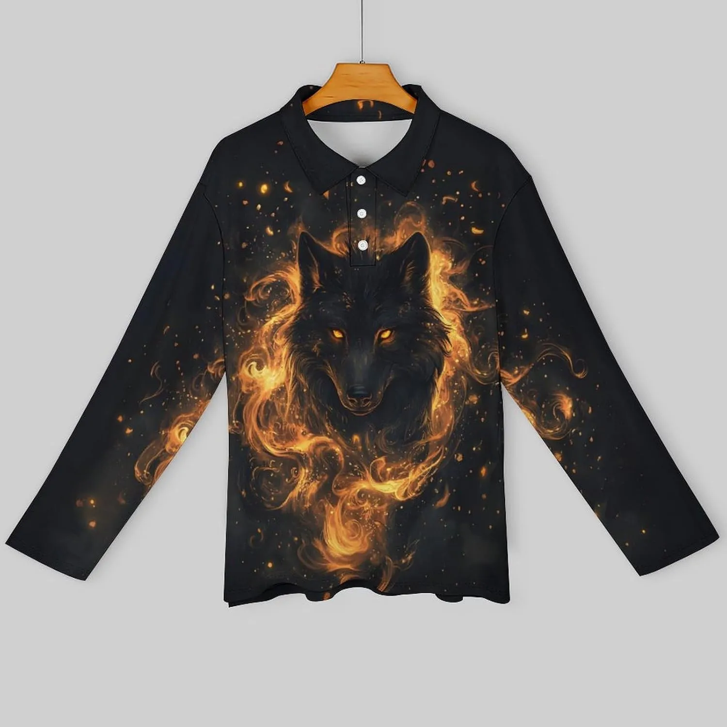 Men's Long Sleeve Polo Shirt Novelty 3D Printed Quick-Dry Golf Shirts Regular Fit Jersey Tennis Shirt