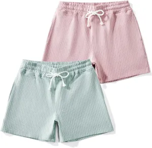 Mens Sweat Workout Shorts 5 Inch Inseam Terry Sweatpant Cotton Casual Striped Pajamas Summer Athletic Short