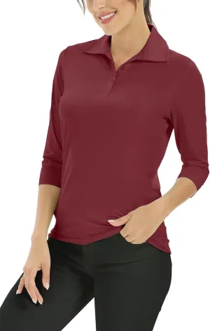 MOHEEN Women's Polo Shirt UPF 50  Quick Dry Moisture Wicking 3/4 Sleeve Golf Sun Shirts Athletic Casual Work S-2XL