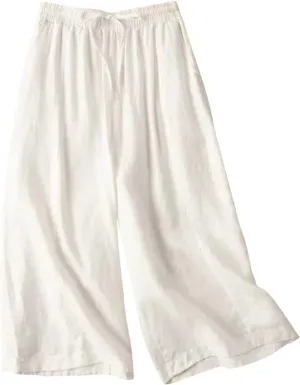 NATHGAM Plus Size Pants for Women Loose Wide Leg Athletic Pants Comfy Linen High Waist Flowy Palazzo Trousers with Pockets