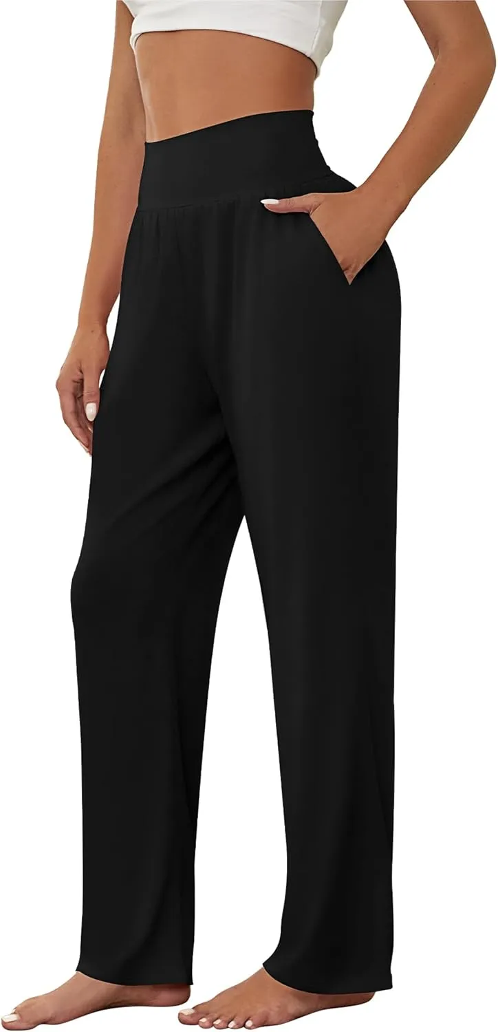 Neer 3 Pcs Women's Wide Leg Yoga Pant Comfy Loose High Waist Lounge Waist Lounge Casual Athletic Workout Joggers Apparel