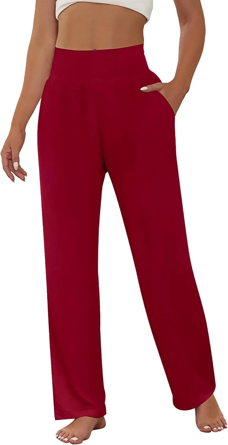 Neer 3 Pcs Women's Wide Leg Yoga Pant Comfy Loose High Waist Lounge Waist Lounge Casual Athletic Workout Joggers Apparel