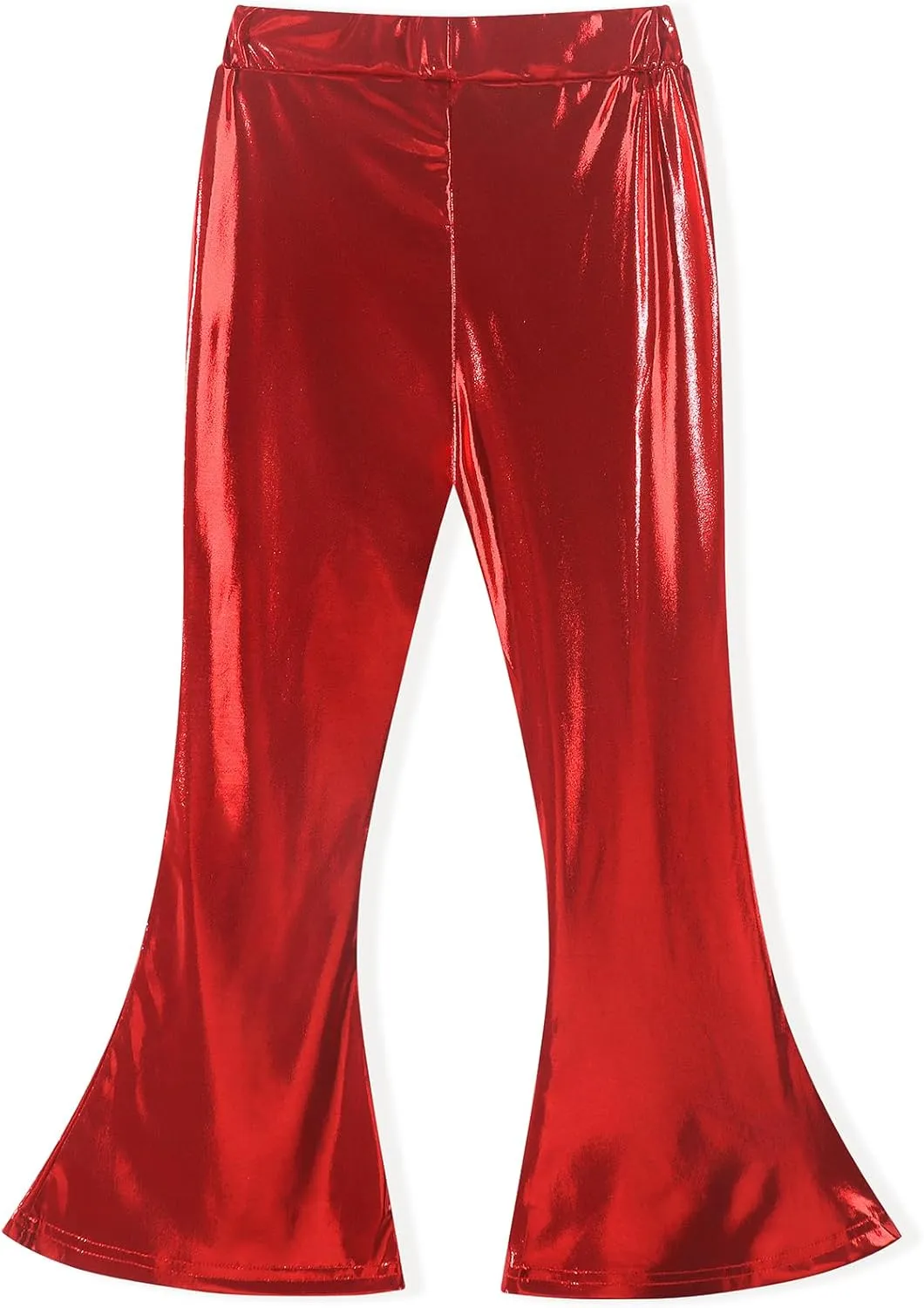 Noomelfish Girls Metallic Flare Leggings Pants Kids Yoga Disco Dance Bell Bottoms (5-12 Years)