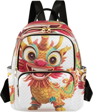 ODAWA Chinese Dragon Cartoon Quilted Backpacks Woman Backpack Purse Anti Theft Travel Backpack