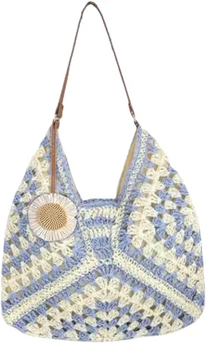 Orgone Beach Bag, Straw Beach Tote Knit bags, Summer Woven Handbag, Shoulder Boho Bag for Women