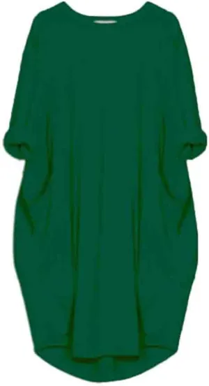 Oversized Dress for Women Long Sleeve Crewneck Midi Dress Plus Size Casual Going Out Dress with Pocket 2025