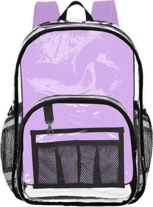 Plain Mauve Purple Solid Color Backpack for Boys, Clear Plastic Bag, School Bags for Girls, Backpack Clear