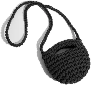Plaited Small Phone Purse For Women Crochet Saddle Crossbody Bag Colorful Mini Tote Handbag Knitting
