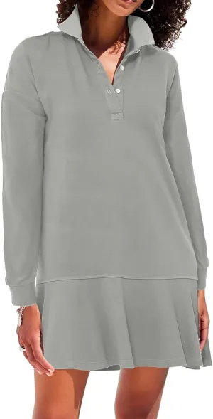 Polo Dress for Women Long Sleeve Ruffle Hem Golf Tennis Workout Dress Spring Mini Dresses