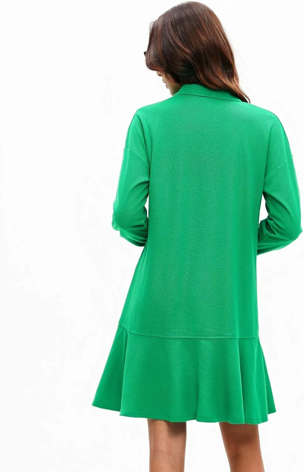 Polo Dress for Women Long Sleeve Ruffle Hem Golf Tennis Workout Dress Spring Mini Dresses