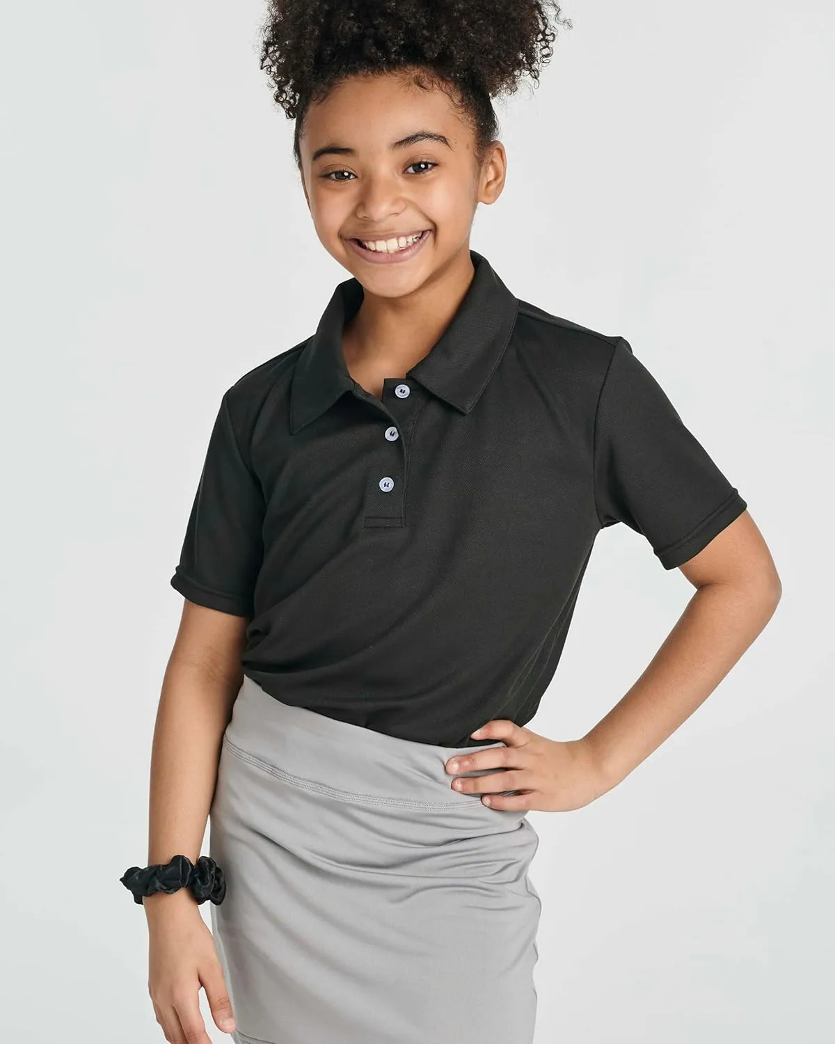 Real Essentials 3 Pack: Girls' Short Sleeve Performance Polo School Uniform(Ages 4-18)