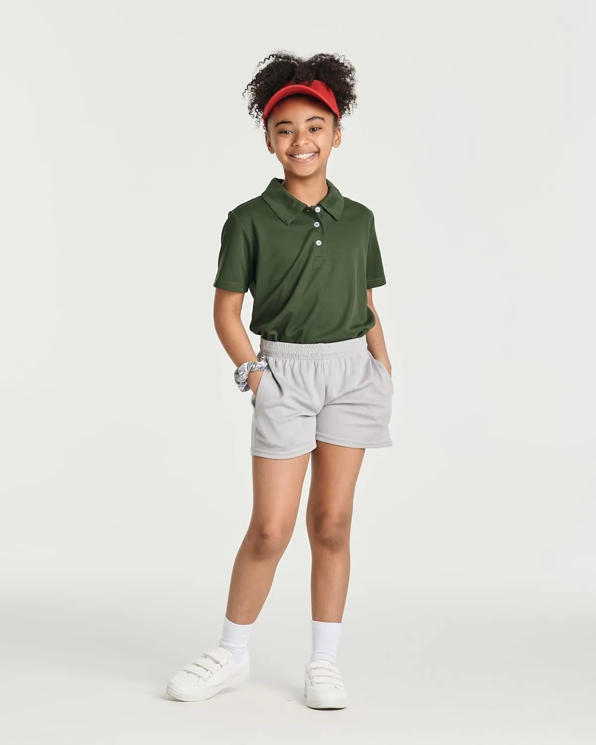 Real Essentials 3 Pack: Girls' Short Sleeve Performance Polo School Uniform(Ages 4-18)