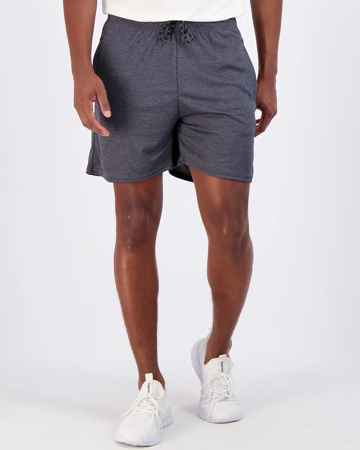 Real Essentials 4 Pack: Men's 5" Mesh Quick-Dry Athletic Running Gym Shorts with Zipper Pockets (Available in Big & Tall)
