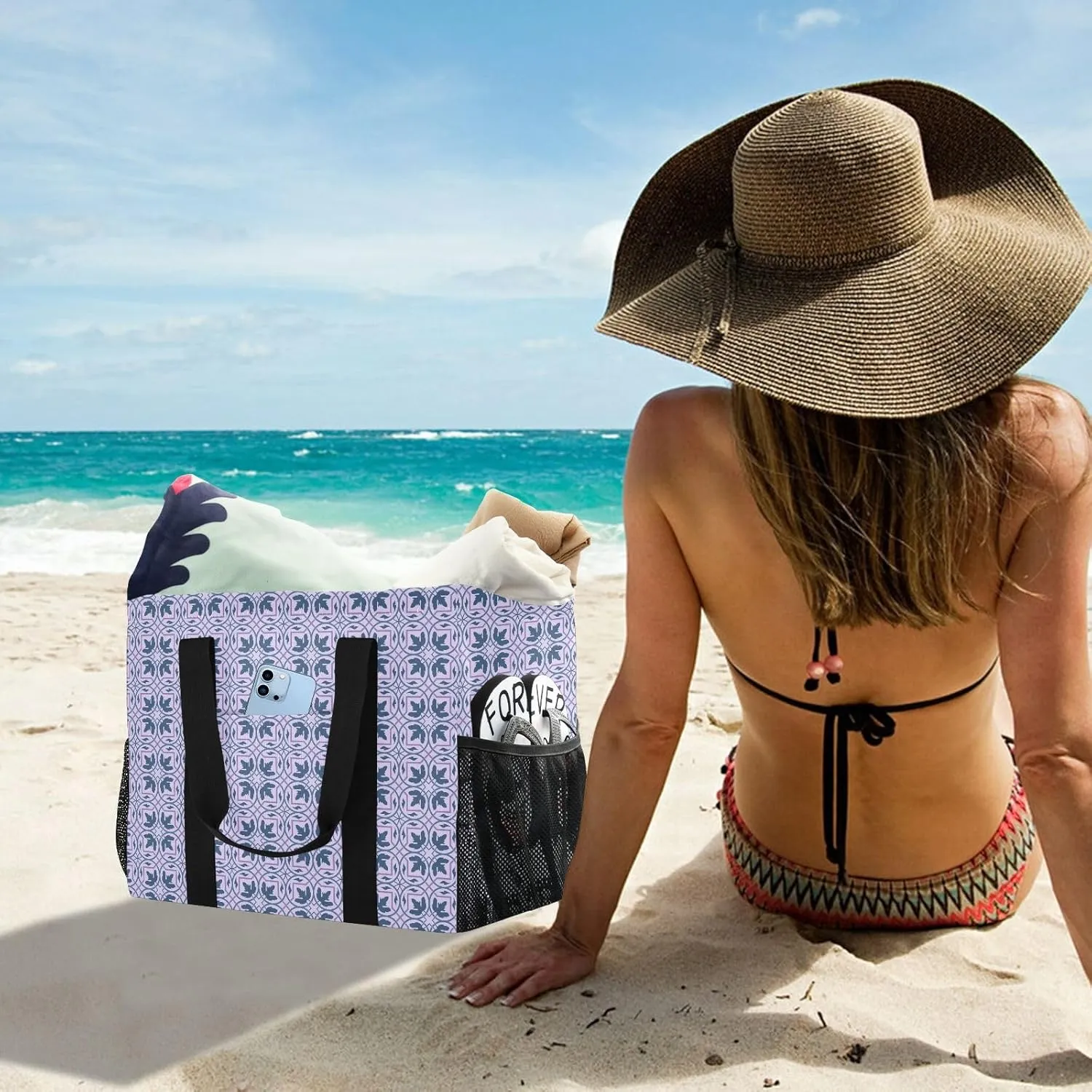 Reusable Beach Bags with Waterproof Coating for Pool Days
