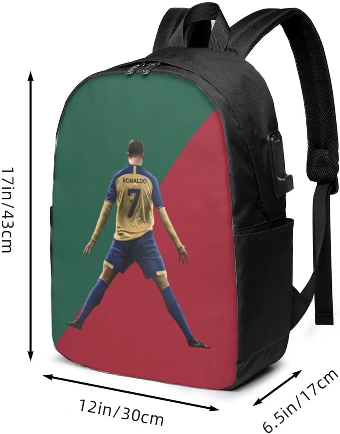 Ronaldo #7 Adult Backpacks Bag Laptop Bag Bookbag Usb Backpack 17 Inch For Daily