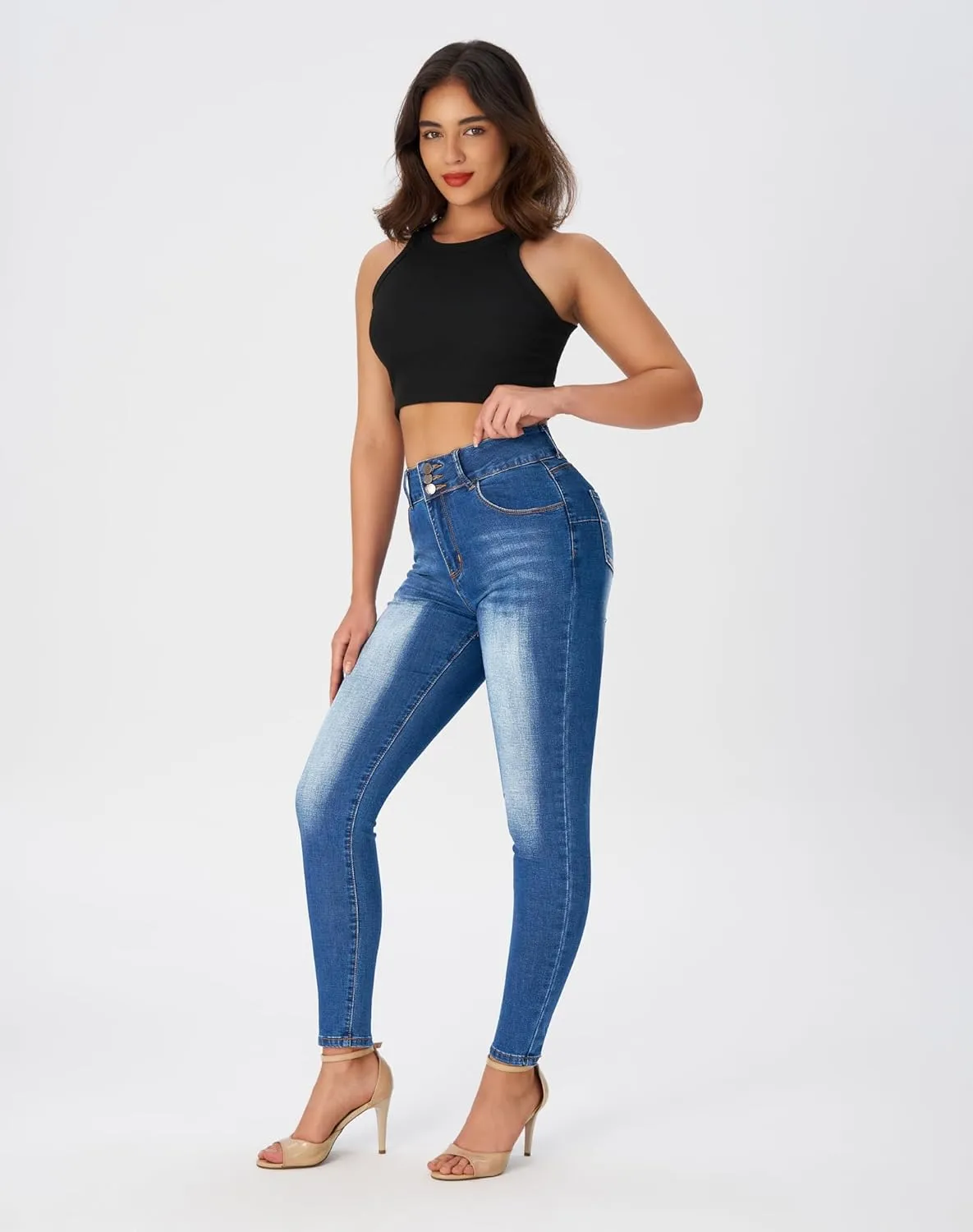 roswear Womens High Waisted Stretchy Skinny Curvy Jeans Tummy Control Jeggings