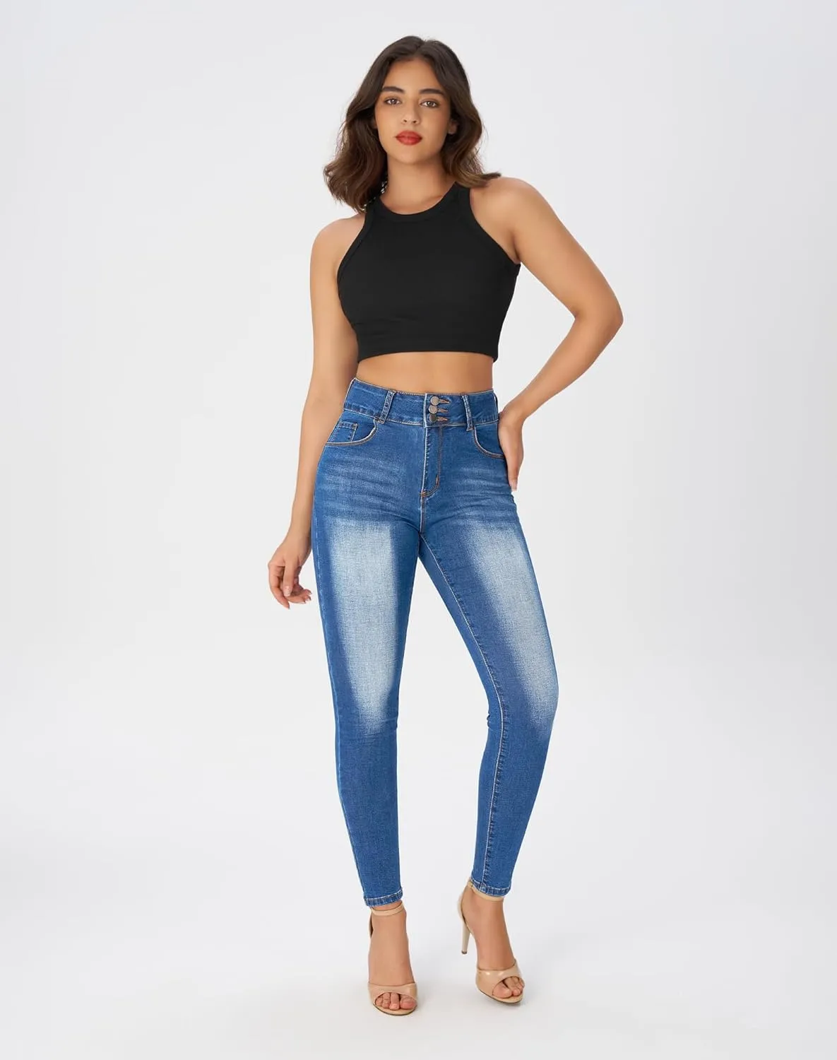 roswear Womens High Waisted Stretchy Skinny Curvy Jeans Tummy Control Jeggings