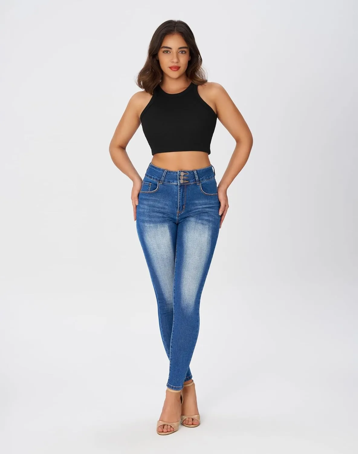 roswear Womens High Waisted Stretchy Skinny Curvy Jeans Tummy Control Jeggings