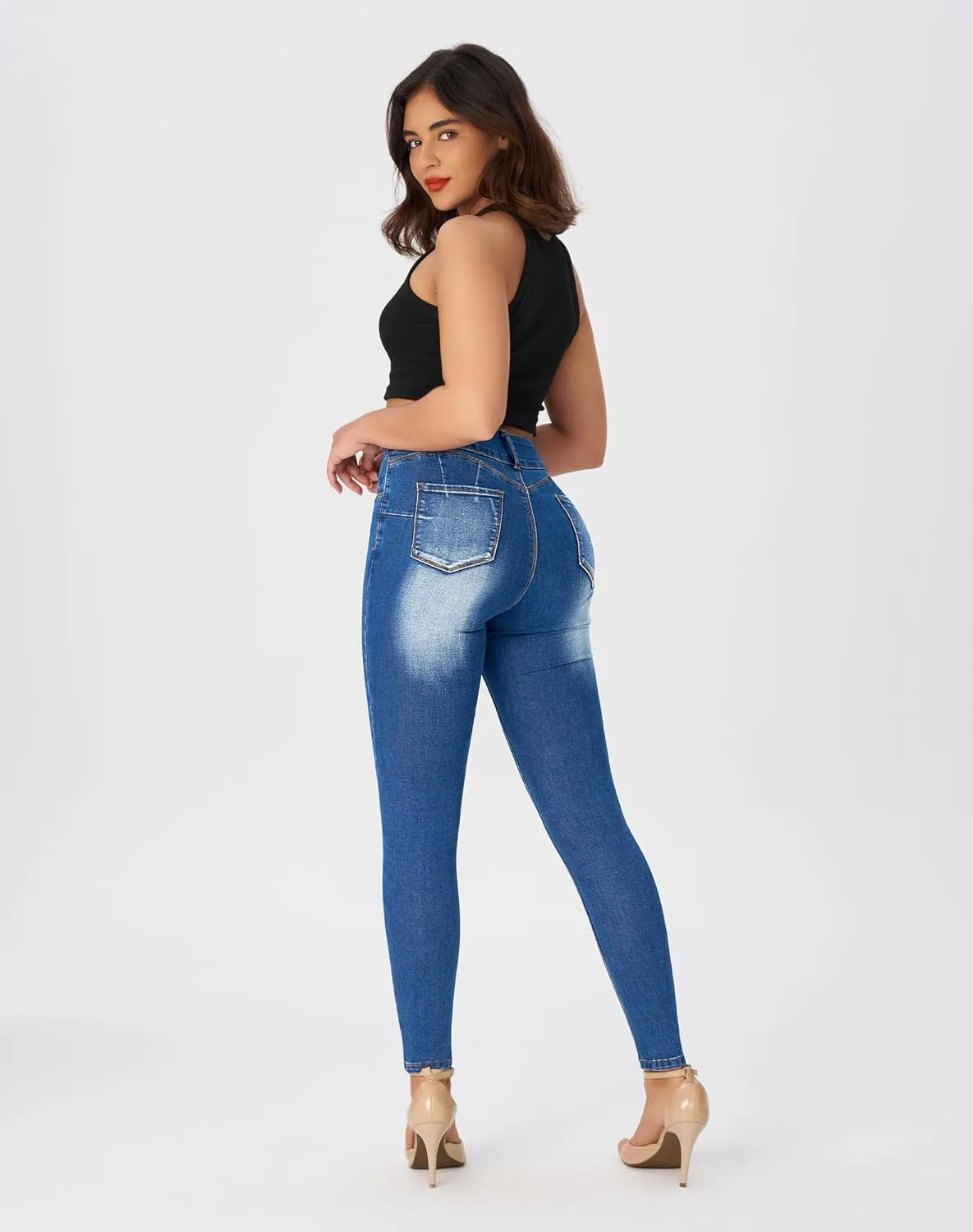 roswear Womens High Waisted Stretchy Skinny Curvy Jeans Tummy Control Jeggings