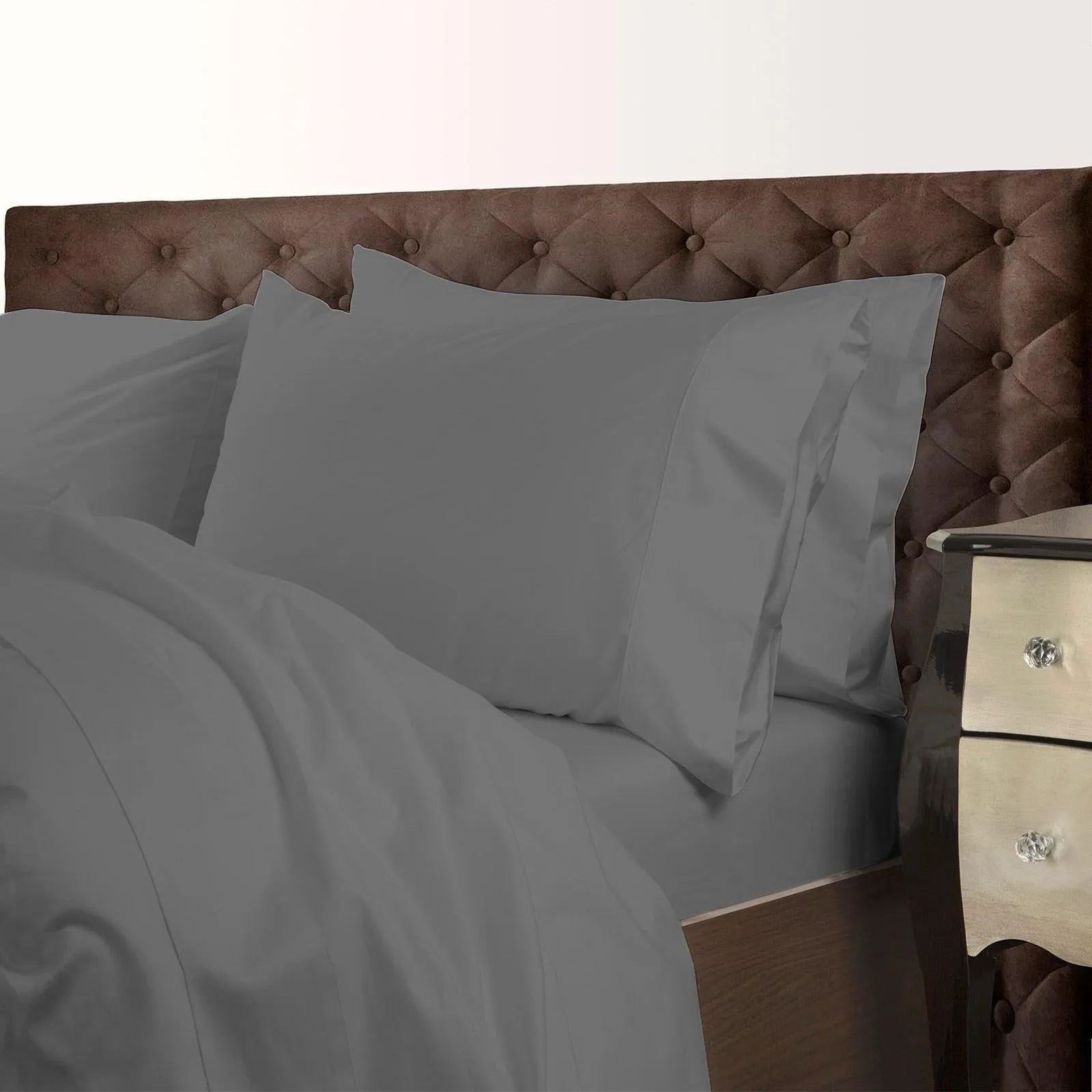 Royal Comfort 1000 Thread Count Cotton Blend Quilt Cover Set Premium Hotel Grade - Queen - Charcoal