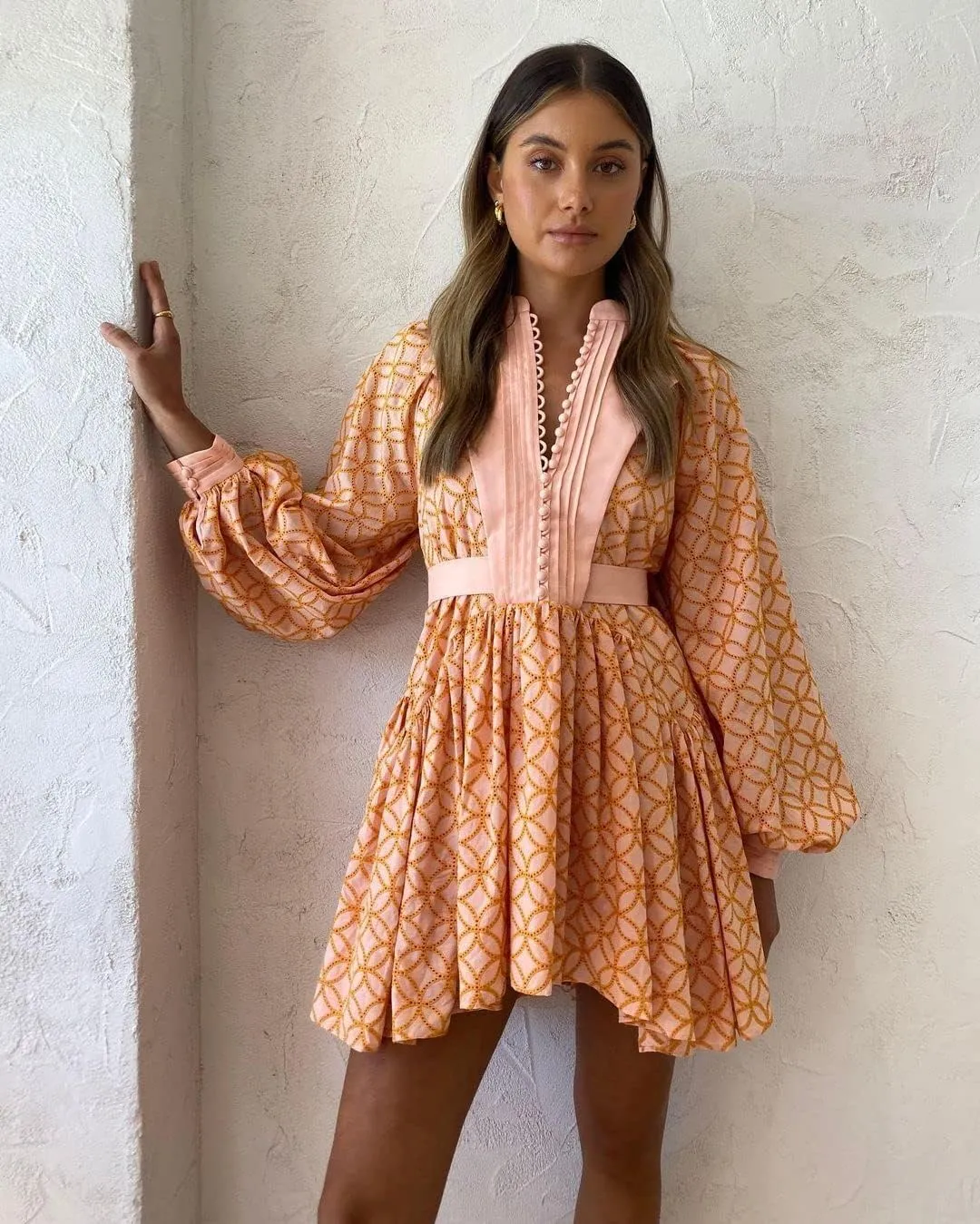 Ruffle Sleeve Tunic Midi Dress Flowy Shift Sundress Sweet Babydoll Button Down Swing Skirt