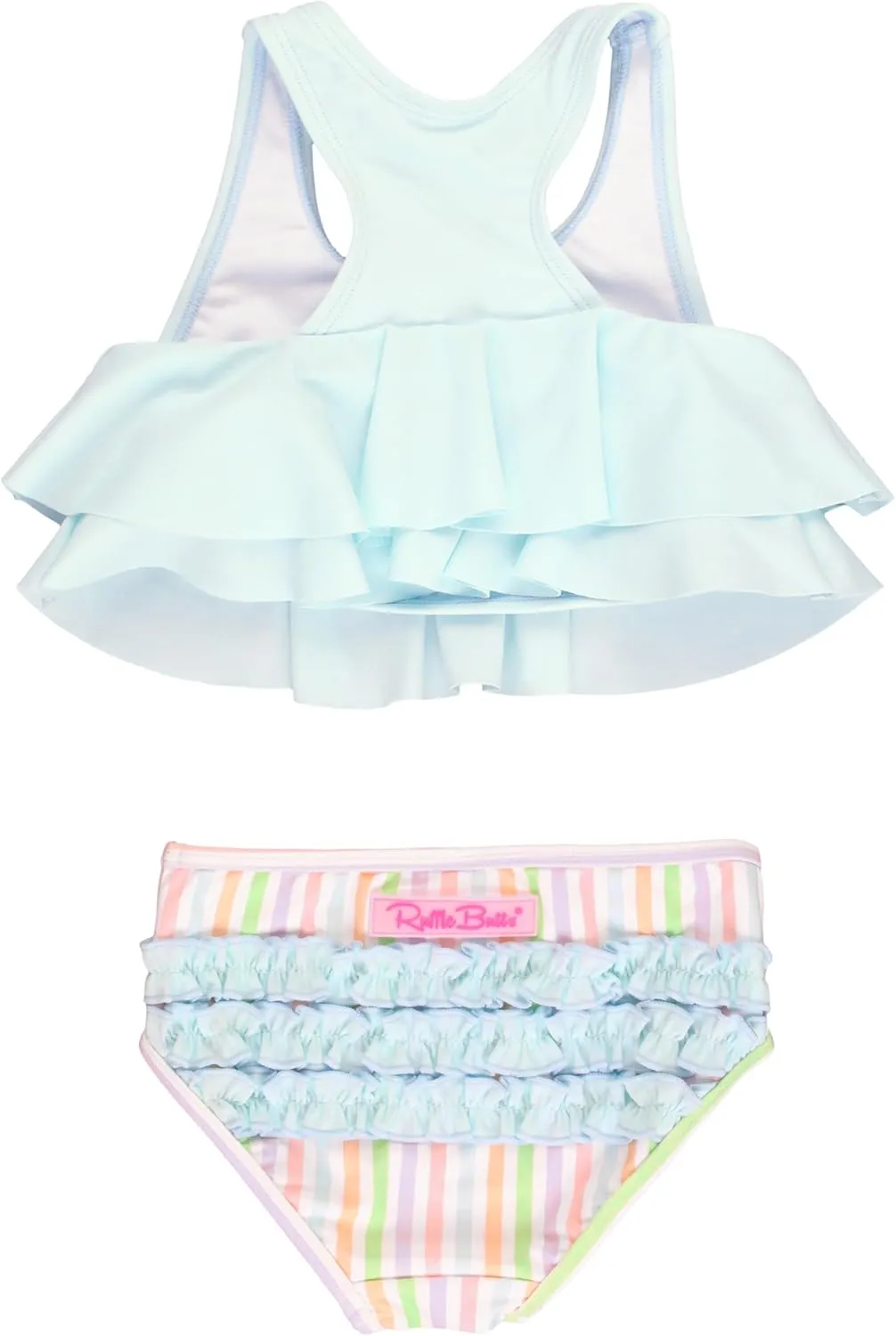 RuffleButts Girls UPF50  Sun Protection Flounce Bikini Two Piece Swimsuit