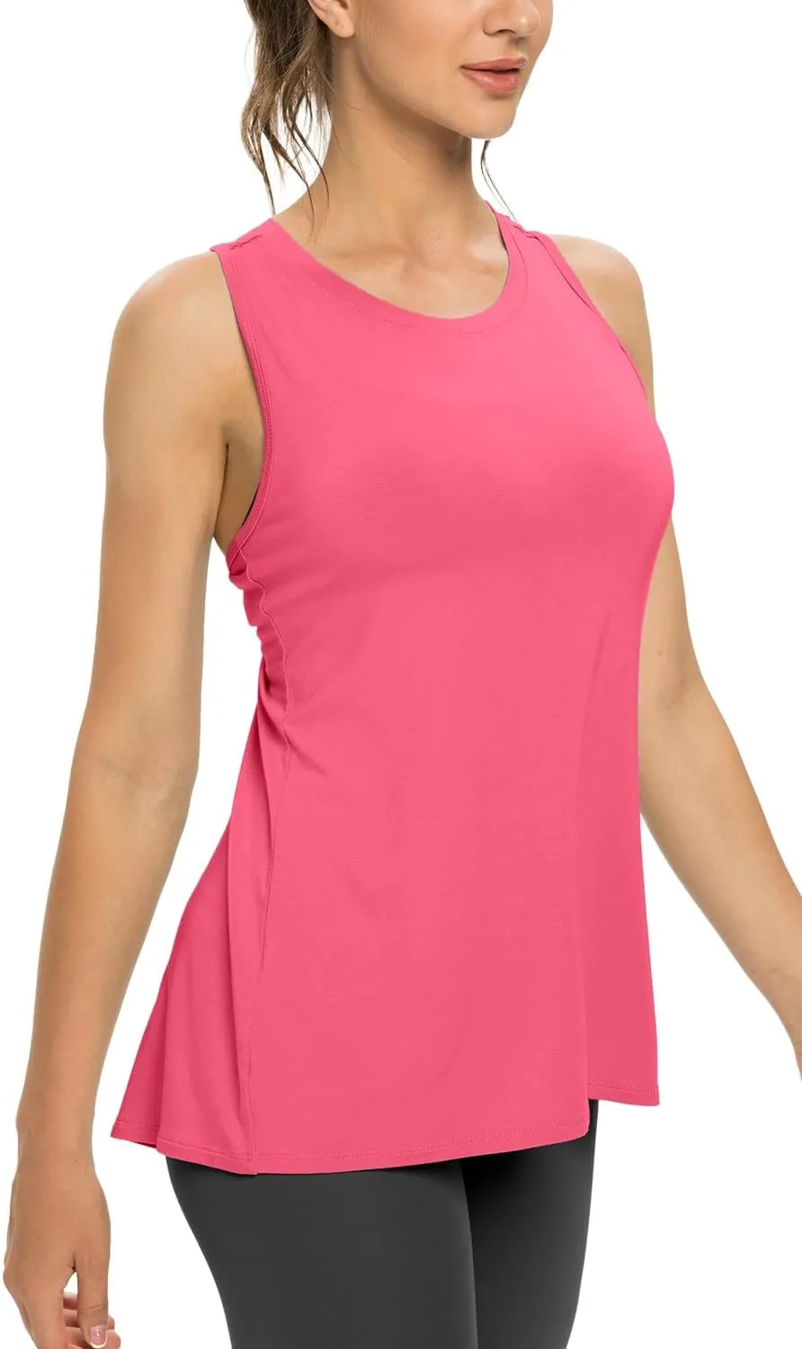 Sanutch Open Back Workout Top Backless Yoga Shirts Tie Back Workout Tank for Women