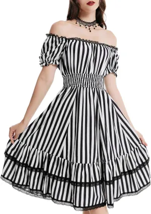 Scarlet Darkness Gothic Victorian Dresses Renaissance Costume Women Midi Dress