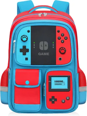School Backpack for Boys - Gamer Boys Backpack for Kids Children Elementary Middle School - Students Bag for Ages 6-18,17 Video Game Bookbag Travel Back Pack