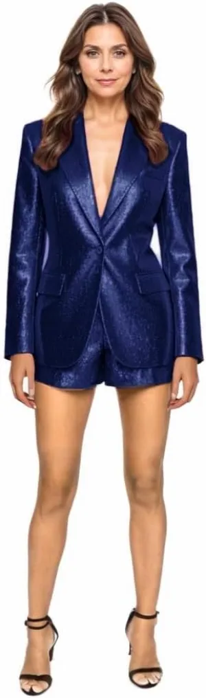 Sequins Womens Suits 2 Piece Blazer Shorts Set Tuxedos Business Christmas Wedding