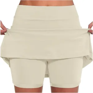 Skorts for Women Dressy Casual High Waist Tummy Control Skirt with Shorts Underneath,Plus Size Tennis Skorts with Pockets