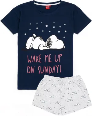 Snoopy Pajamas Ladies Womens Top Long Or Short Bottoms Options Navy Pjs