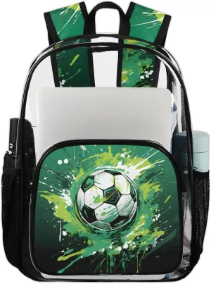 Soccer Heavy Duty Clear Backpack Soccer Football Large See Through Backpacks PVC Transparent Backpack Clear Bag for Women Men Security Stadium Work Travel Events Concert