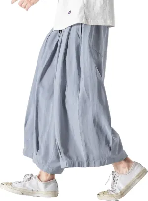 Spring Summer Hip Hop Wide Leg Pants Men Chinese Style Loose Trousers Male Joggers Ankle-Length Harem Pants