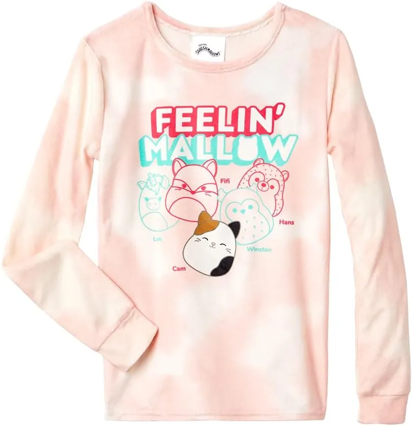 Squishmallows Girls 4-Piece and 2-Piece Pajama Set - Long Sleeves T-Shirt and Pajama Pants