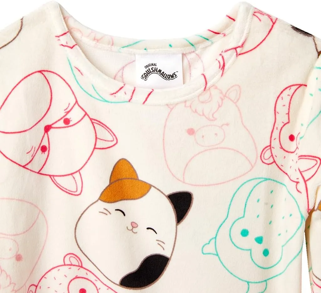 Squishmallows Girls 4-Piece and 2-Piece Pajama Set - Long Sleeves T-Shirt and Pajama Pants
