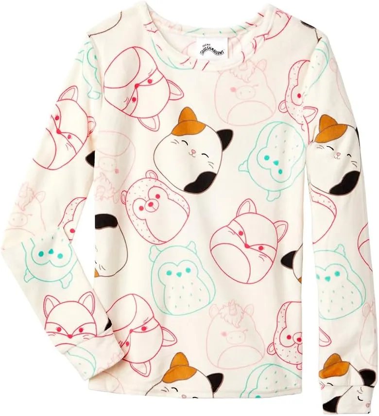 Squishmallows Girls 4-Piece and 2-Piece Pajama Set - Long Sleeves T-Shirt and Pajama Pants