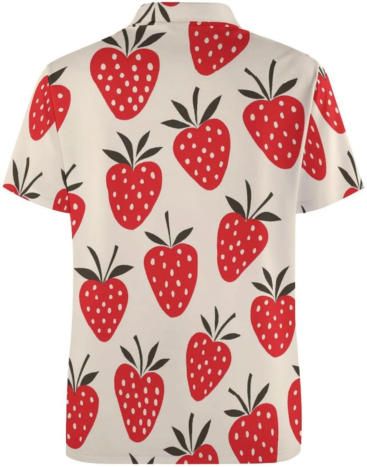 Stawberry Pattern Mens Polo Shirts Quick Dry Short Sleeve Golf Slim Fit T Shirt