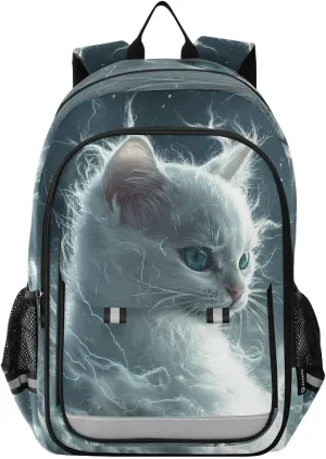 Storm Tornado Cats Cute Backpack for Boys Girls Kids School Bag Lightweight Laptop Backpack Elementary Capacity Bookbags for Travel Daypack with Reflective Stripes