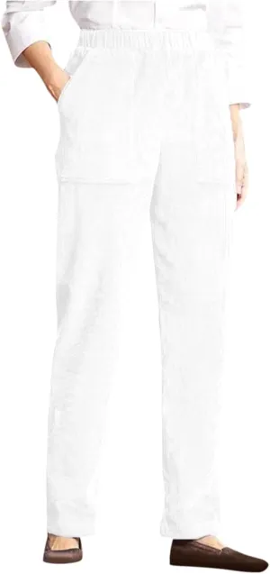 Straight Wide Leg Corduroy Pants Women Business Casual High Waisted Pull On Work Pants Comfy Soft Elastic Waist Pants