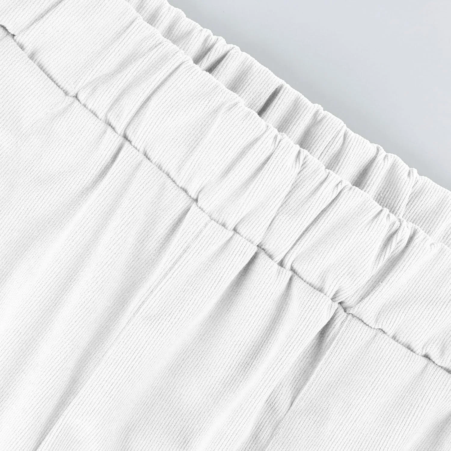 Straight Wide Leg Corduroy Pants Women Business Casual High Waisted Pull On Work Pants Comfy Soft Elastic Waist Pants