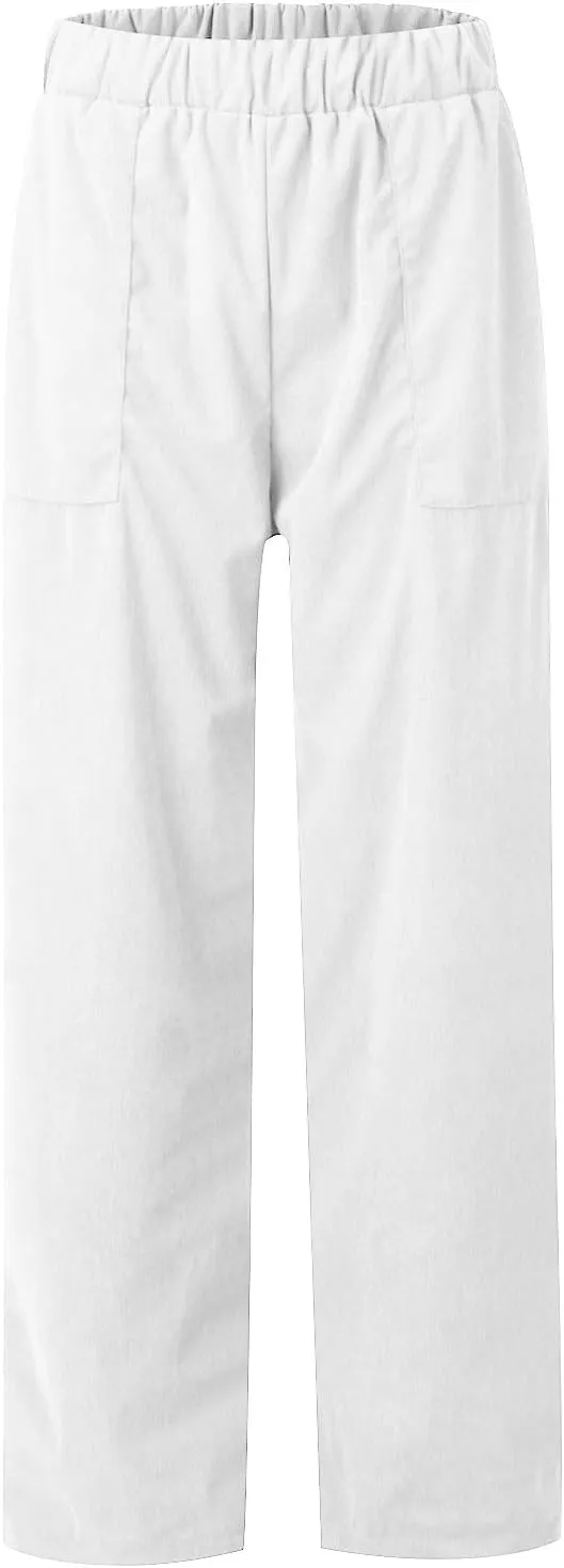 Straight Wide Leg Corduroy Pants Women Business Casual High Waisted Pull On Work Pants Comfy Soft Elastic Waist Pants