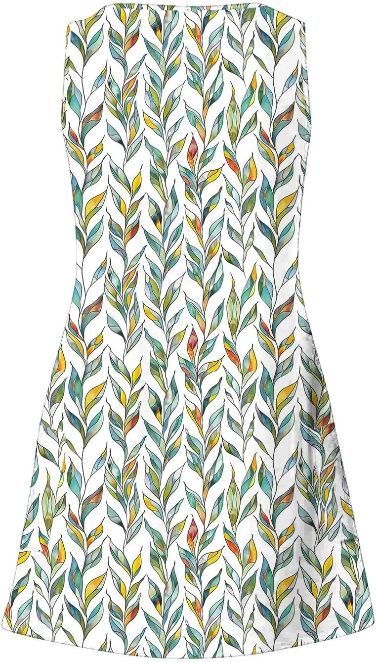 Summer Dresses for Women 2025 Beach Vacation Sundresses Plus Size Hawaiian Dresses Floral Print Boho Tank Dress