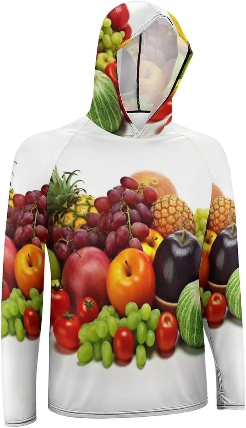 Sun Protection Shirt Long Sleeve Hoodie Fresh Vegetables Fruits Lightweight Rash Guard Quick Dry Sun Shirt for Outdoor