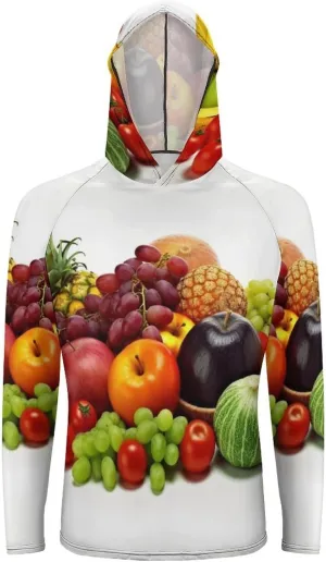 Sun Protection Shirt Long Sleeve Hoodie Fresh Vegetables Fruits Lightweight Rash Guard Quick Dry Sun Shirt for Outdoor