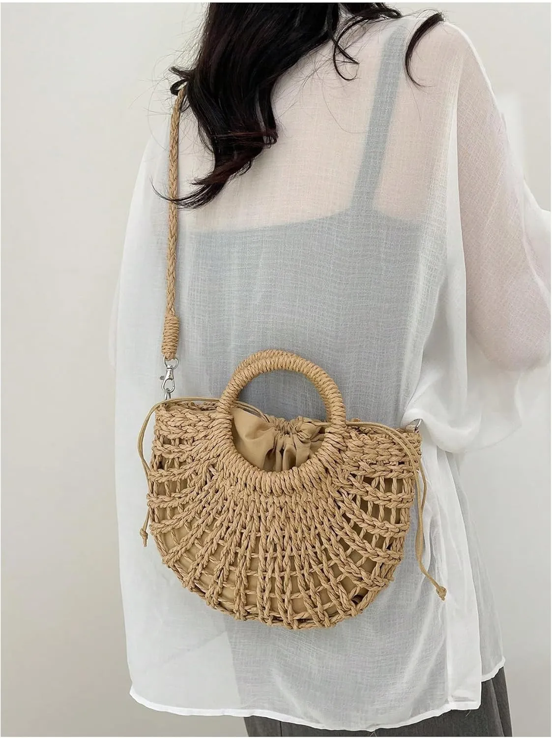 SweatyRocks Women's Straw Beach Bag Woven Satchel Crossbody Purse Hobo Vacation Handbags