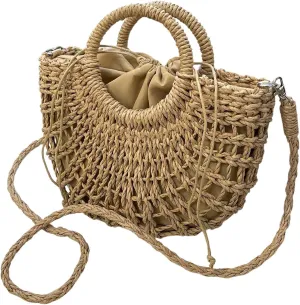 SweatyRocks Women's Straw Beach Bag Woven Satchel Crossbody Purse Hobo Vacation Handbags