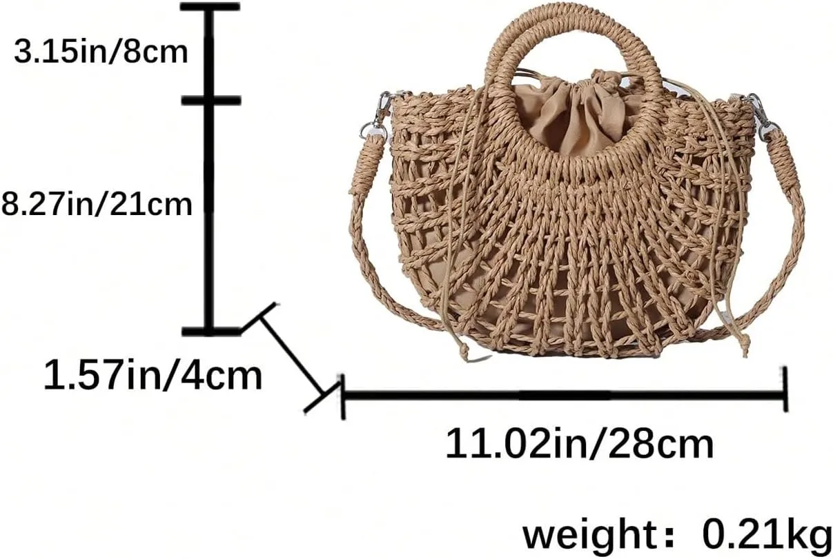 SweatyRocks Women's Straw Beach Bag Woven Satchel Crossbody Purse Hobo Vacation Handbags